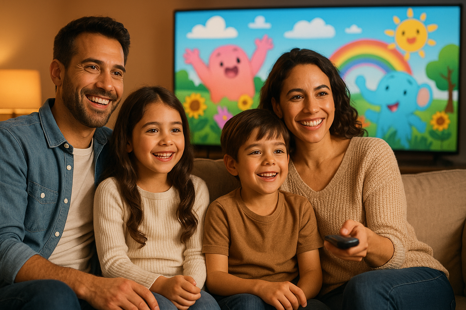 Family Bonding Over Animated Show